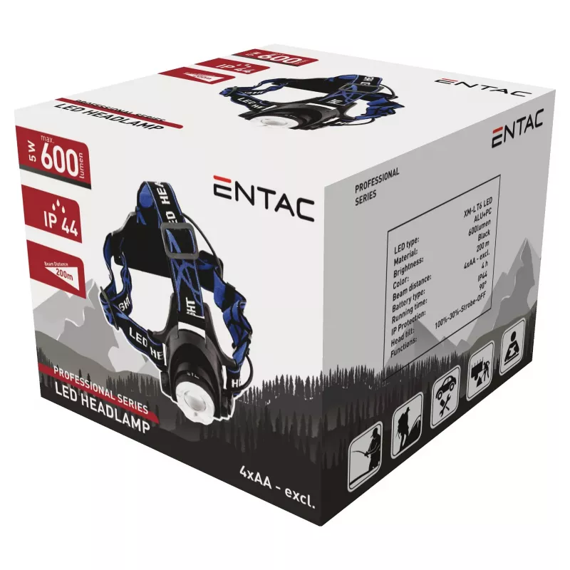 Latarka LED ENTAC Zoom 5W Aluminiowa