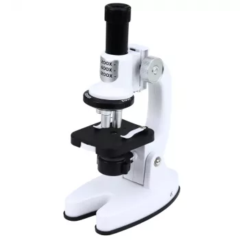 LEAN TOYS Mikroskop Zestaw Edukacyjny dla Dzieci Zoom 1200x Akcesoria Biały