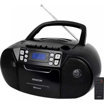 SENCOR SPT 3907B CD BT MP3 USB AUX Przenośny odtwarzacz CD z Bluetooth i radiem FM, czarny