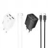 HOCO 30W 4-portowa ładowarka sieciowa USB z kablem USB-C do Lightning – biała