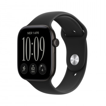Apple Watch Series 12 GPS + Cellular 46 mm, koperta z aluminium (kolor czarny), pasek sportowy (kolor czarny), M/L