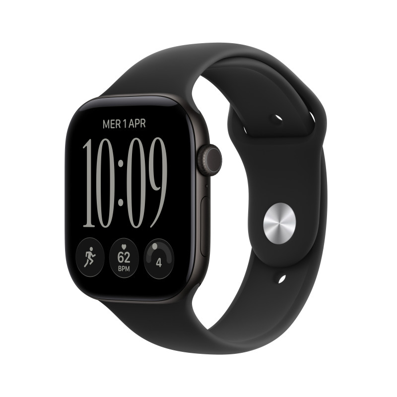 Apple Watch Series 12 GPS + Cellular 46 mm, koperta z aluminium (kolor czarny), pasek sportowy (kolor czarny), M/L