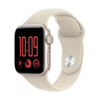 Apple Watch SE 3 GPS 40 mm, koperta z aluminium (kolor Starlight), pasek sportowy (kolor piaskowy), S/M