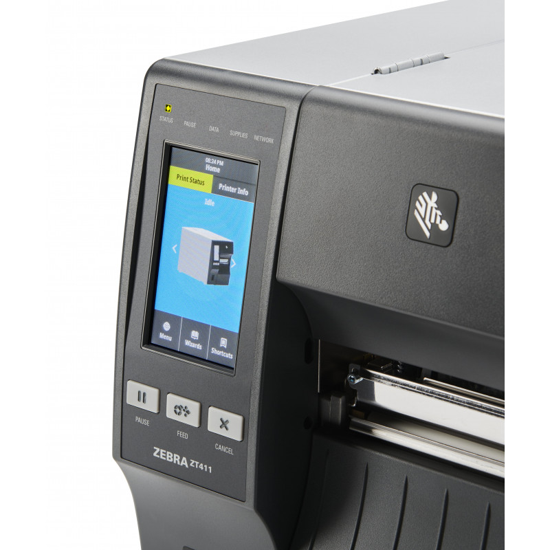 Drukarka ZEBRA TT ZT411; 4, 203 dpi, kabel Euro i UK, Serial, USB, 10/100 Ethernet, Bluetooth 4.1/MFi, USB Host, Peel z pełnym przewijaniem, EZPL