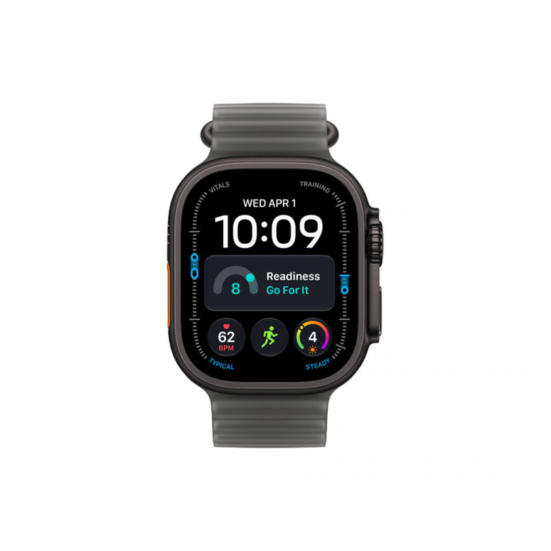 Apple Watch Ultra 4 GPS + Cellular 49mm czarna tytanowa koperta z przezroczystą czarną opaską Ocean