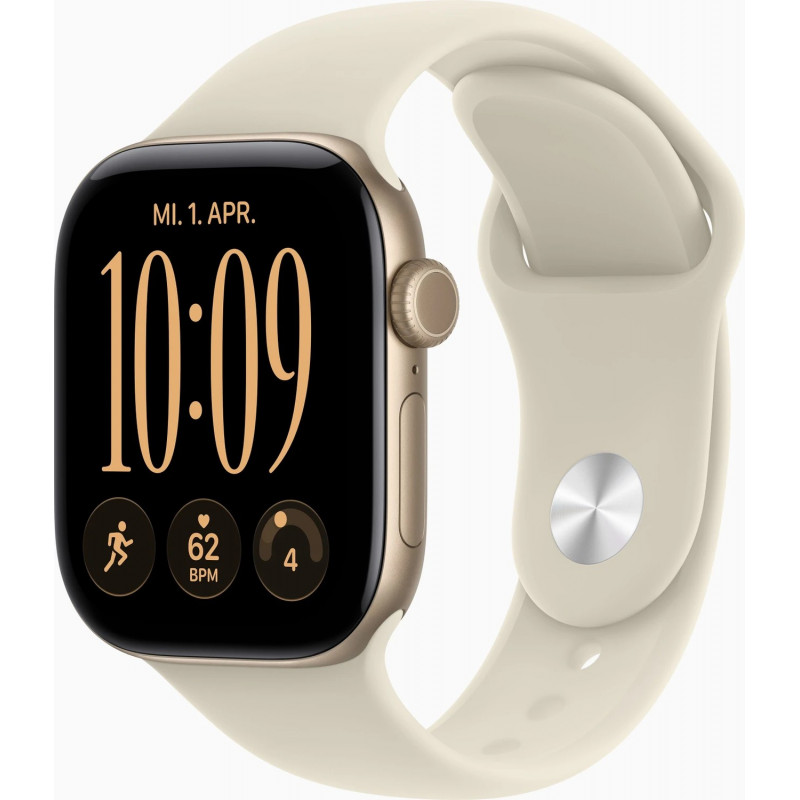 Apple Watch Series 12 GPS + Cellular 42 mm, koperta z aluminium (kolor złoty), pasek sportowy (kolor piaskowy), S/M