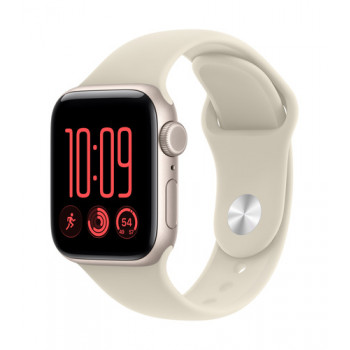 Apple Watch SE 3 GPS + Cellular 40 mm, koperta z aluminium (kolor Starlight), pasek sportowy (kolor piaskowy), S/M