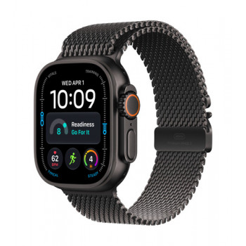 Apple Watch Ultra 4 GPS + Cellular 49mm czarna koperta z tytanu z czarną tytanową pętlą Milanese - M