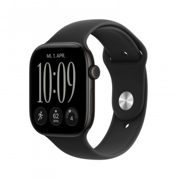 Apple Watch Series 12 GPS 46 mm, koperta z aluminium (kolor czarny), pasek sportowy (kolor czarny), M/L