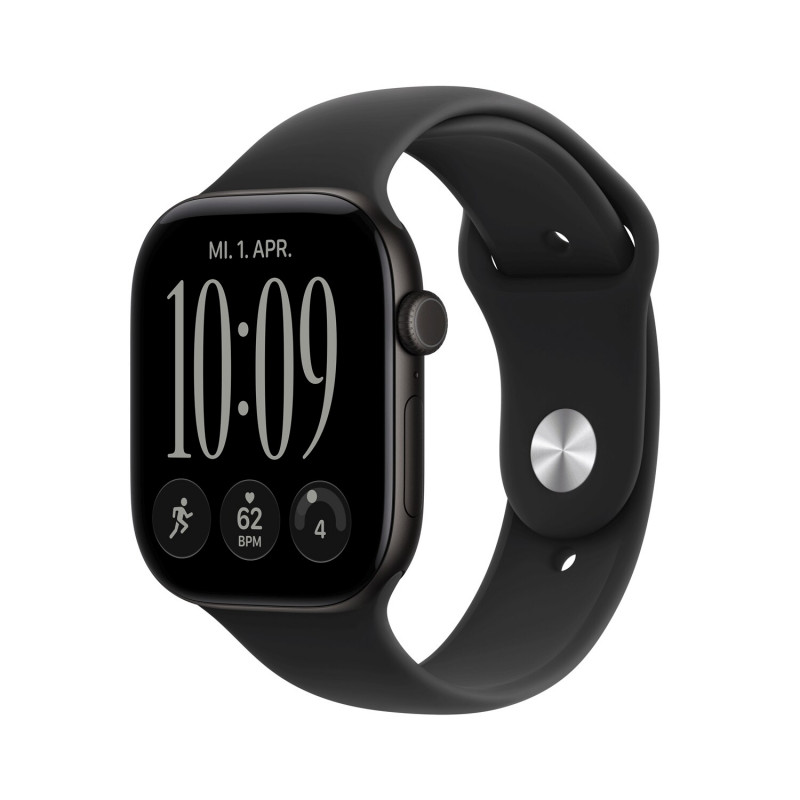 Apple Watch Series 12 GPS 46 mm, koperta z aluminium (kolor czarny), pasek sportowy (kolor czarny), S/M
