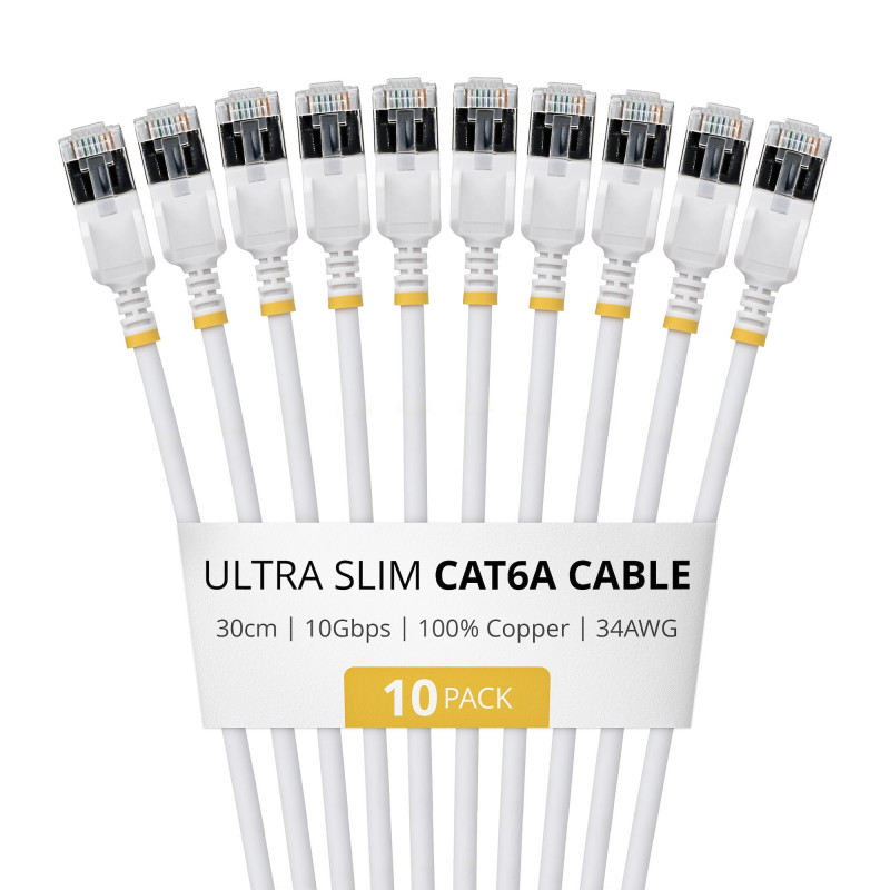 StarTech Slim Cat6a U/FTP Patch Cable RJ45, 0,3 m, 10-Pack