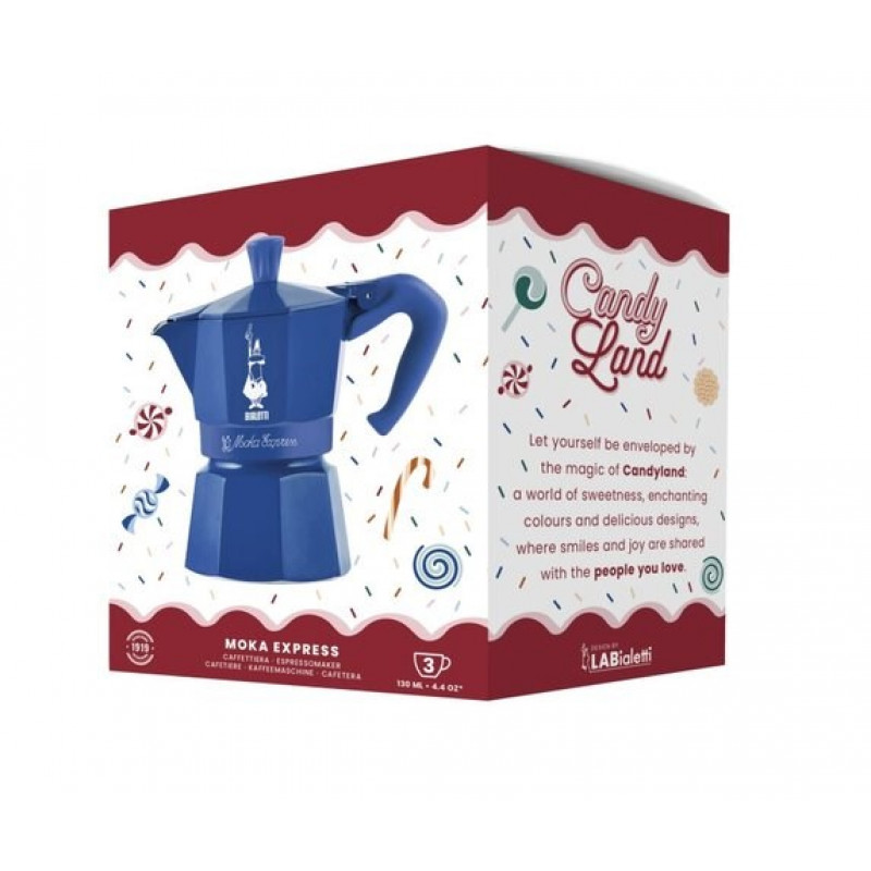 Ekspres do kawy Bialetti Candyland Moka Express 3TZ ręczny, 150 ml, niebieski