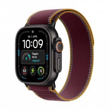 Apple Watch Ultra 4 GPS + Cellular 49 mm, koperta z tytanu (kolor czarny), opaska Trail Loop (kolor burgundowy), S/M