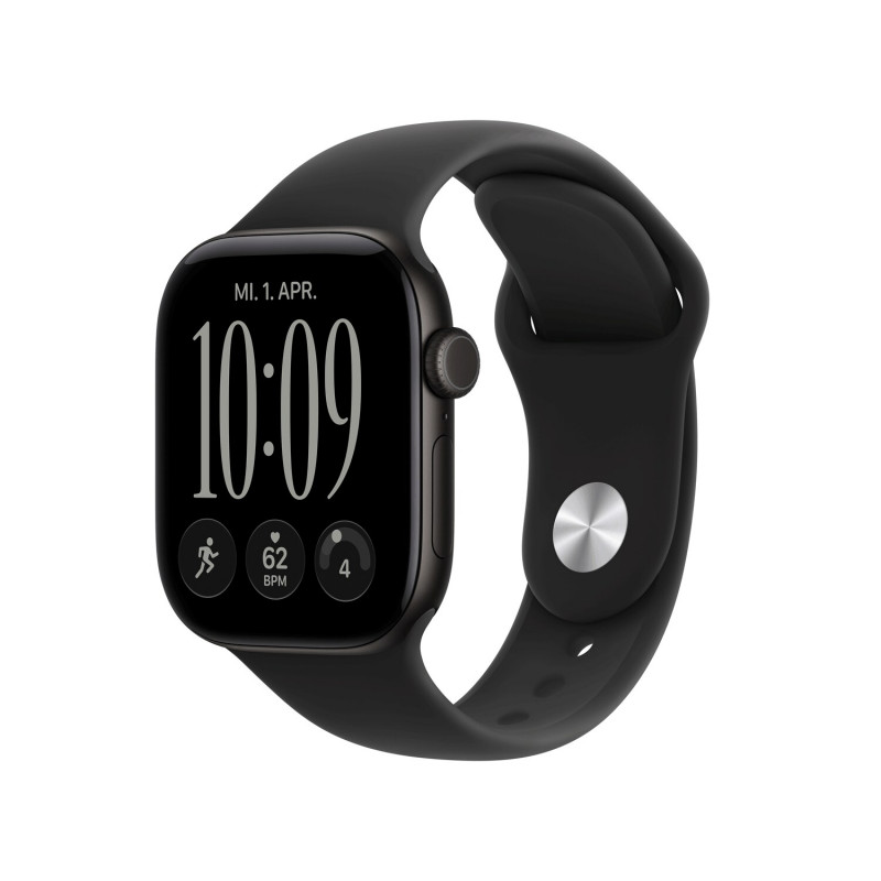 Apple Watch Series 12 GPS 42 mm, koperta z aluminium (kolor czarny), pasek sportowy (kolor czarny), M/L