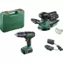 Zestaw Bosch DIY UniversalImpact 18V + AdvancedOrbit 18V, 2x akumulator Li-Ion 2.0Ah, akumulatorowa wiertarko-wkrętarka udarowa + akumulatorowa szlifierka mimośrodowa, zielony (06039D410A)