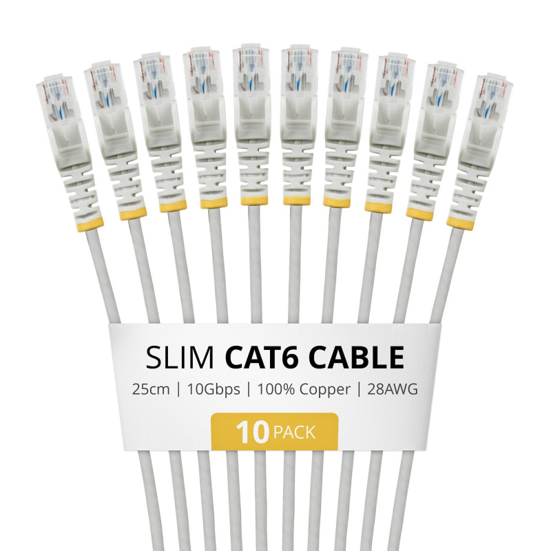 StarTech.com Slim Cat6 U/UTP Patch Kabel RJ45, 0,25 m, szary, 10 szt.