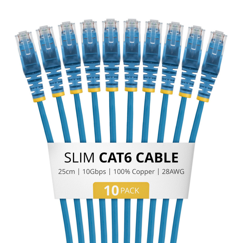 StarTech.com Slim Cat6 U/UTP Kabel krosowy RJ45, 0,25 m, niebieski, LSZH, 10-pak
