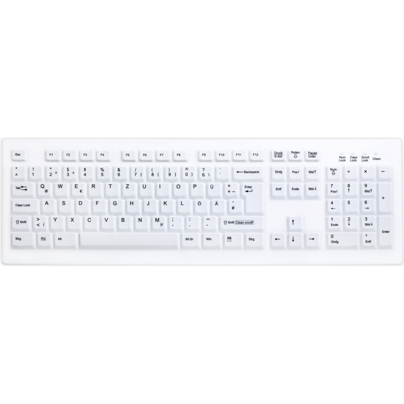 Klawiatura Active Key AK-C8100 Wireless Hygiene, zamknięta, układ szwajcarski (QWERTZ), biała