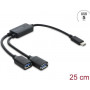 Delock Hub kabel 2 porty USB 5 Gbps Type-A z złączem USB Type-C™ 25 cm (64373)