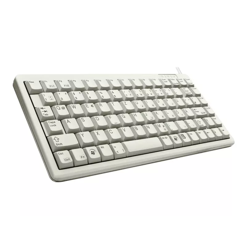 Cherry Slim Line G84-4100 Kompaktowa Klawiatura, PS/2 + USB, 83 Klawisze, Układ Niemiecki (QWERTZ), Jasnoszary