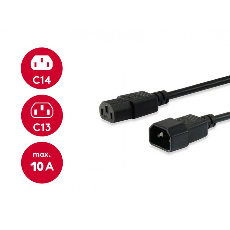 Przewód zasilający Equip IEC C13 do IEC C14, 1,5 m, czarny