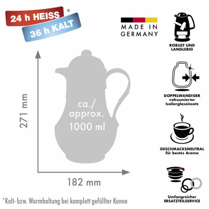 Dzbanek termiczny ROTPUNKT 230/IV, 1,0 l, kość słoniowa (ecru)