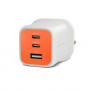 Targus HyperJuice Flex 65W GaN Ładowarka, 3 Porty (2x USB-C, 1x USB-A), Wtyczka EU, Vermilion Orange
