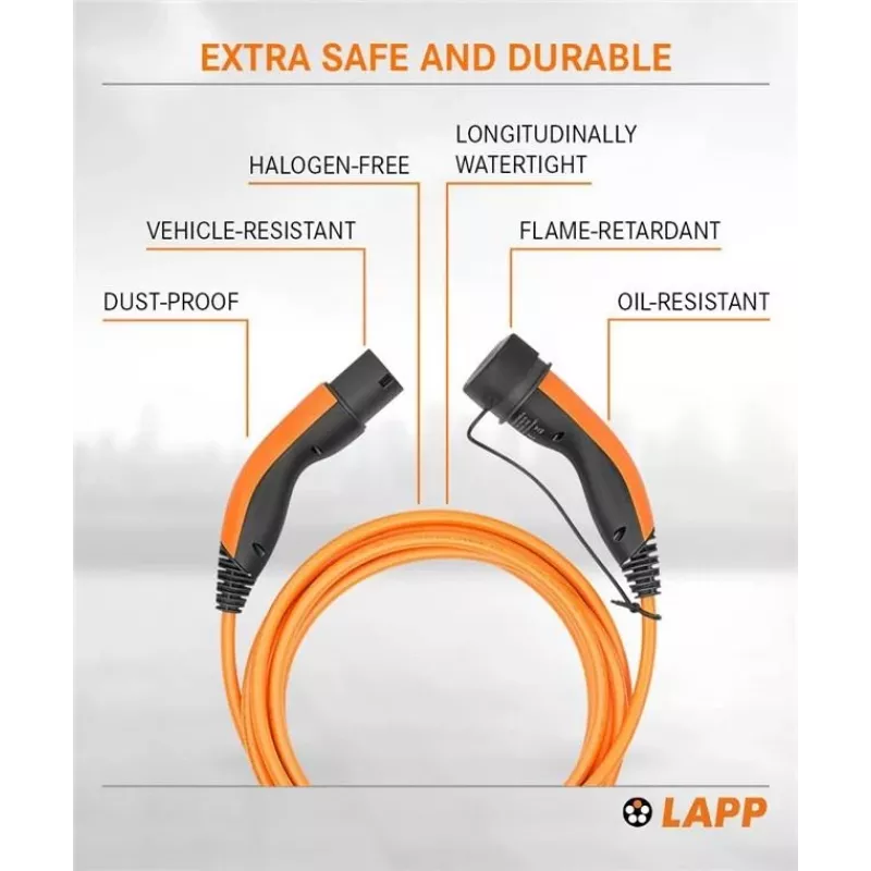 Przewód ładujący LAPP MOBILITY Typ 2, do 11 kW, 7 m, Pomarańczowy (61790)