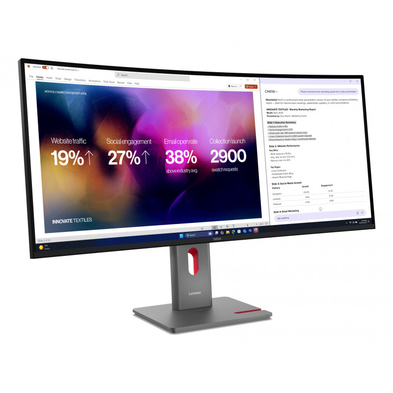 Monitor Lenovo ThinkVision P40WD-40 40 inch 5K WUHD Curved IPS, 120 Hz, Dock, Daisy Chain, kamera MC60, głośniki