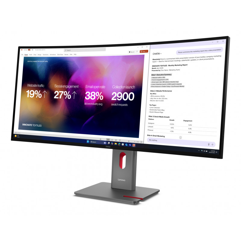 Monitor Lenovo ThinkVision P40WD-40 40 inch 5K WUHD Curved IPS, 120 Hz, Dock, Daisy Chain, kamera MC60, głośniki