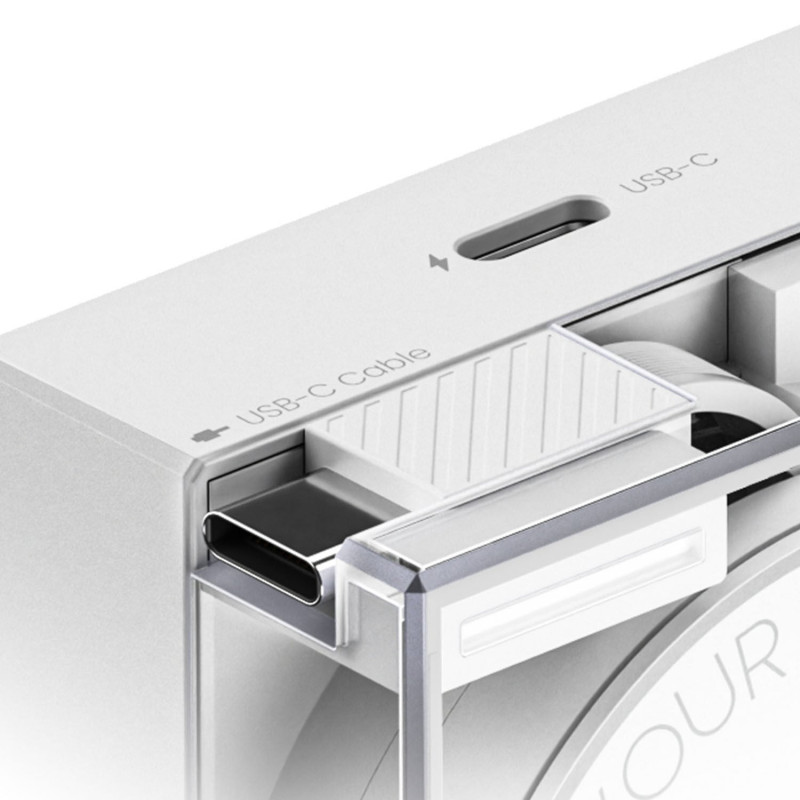 SHARGE Retractable 65 GaN Ładowarka, 65W, 2x USB-C, zintegrowany kabel USB-C – biały