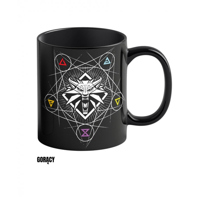 Kubek CENEGA PUBLISHING Good Loot The Witcher 3 Art Heat Reveal - Znaki Wiedźmina 480 ml Czarny