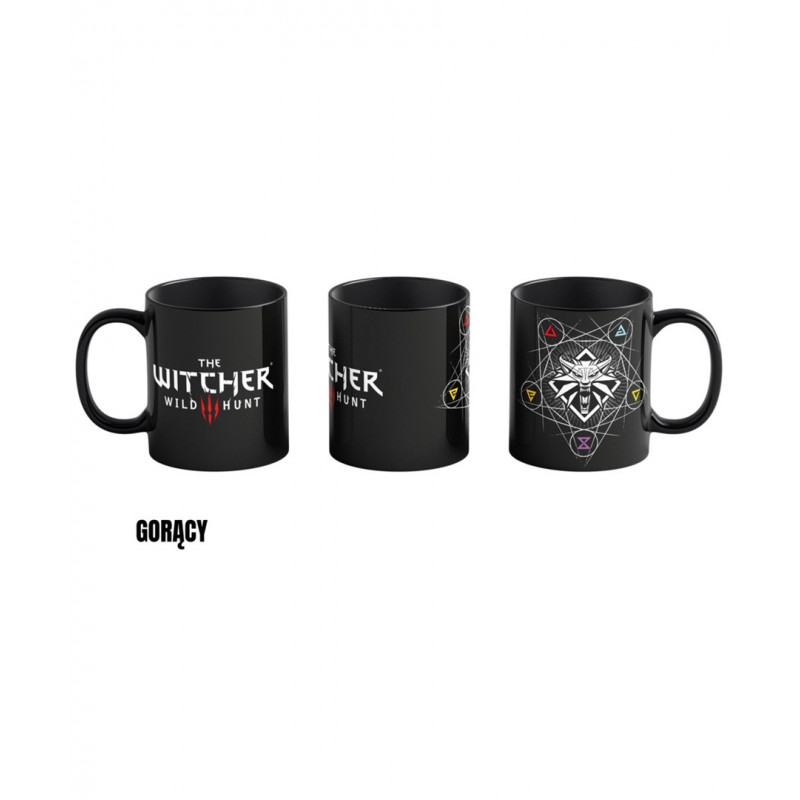 Kubek CENEGA PUBLISHING Good Loot The Witcher 3 Art Heat Reveal - Znaki Wiedźmina 480 ml Czarny