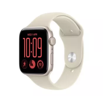 Apple Watch SE 3 GPS 44 mm, koperta z aluminium (kolor Starlight), pasek sportowy (kolor piaskowy), S/M