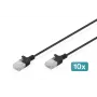 DIGITUS Slim Cat6 U/UTP Kabel krosowy RJ45, 0,3 m, Czarny, LSZH, 10-Pak