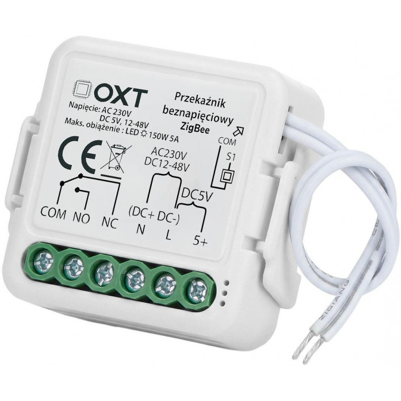 Moduł przekaźnika OXT T250DC Mini ZigBee Tuya, beznapięciowy, AC 230 V / DC 5 V / 12-48 V