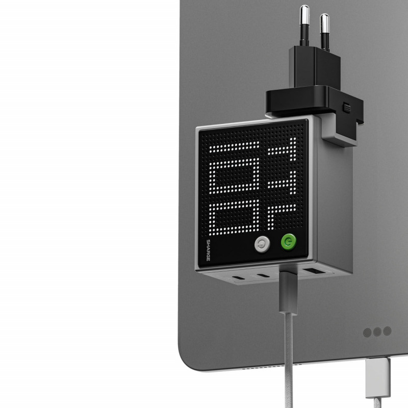SHARGE Pixel 100 GaN Ładowarka, 100W, 3x USB-C, 1x USB-A - szary