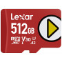 Karta pamięci Lexar PLAY 512GB microSDXC UHS-I, U3, V30, A2, do 205 MB/s, z adapterem SD