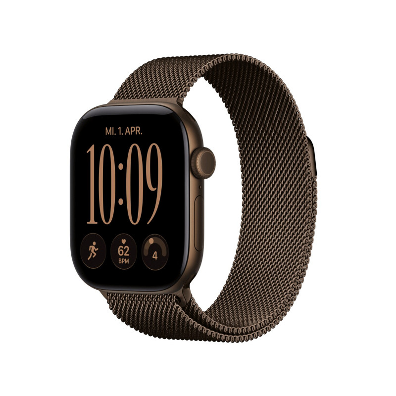 Apple Watch Series 12 GPS + Cellular 42mm etui z ciemnobrązowego aluminium z ciemnobrązową bransoletą Milanese Loop