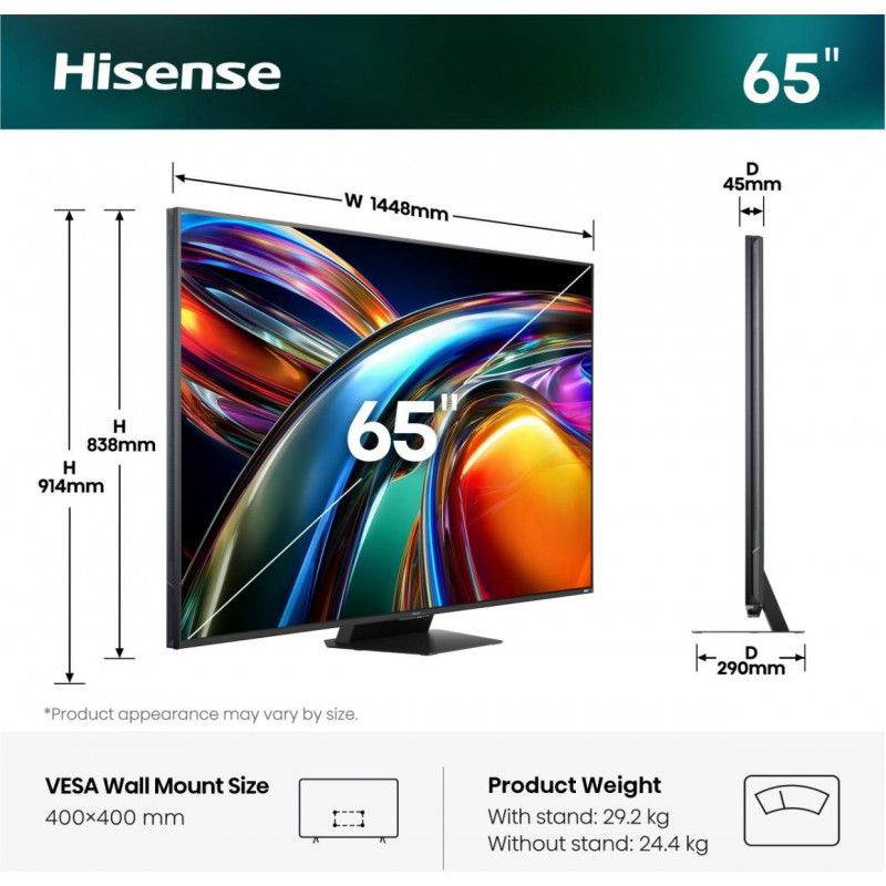 Telewizor Hisense 65UR9S 65 inch RGB Mini LED 4K 170Hz VRR (2026)