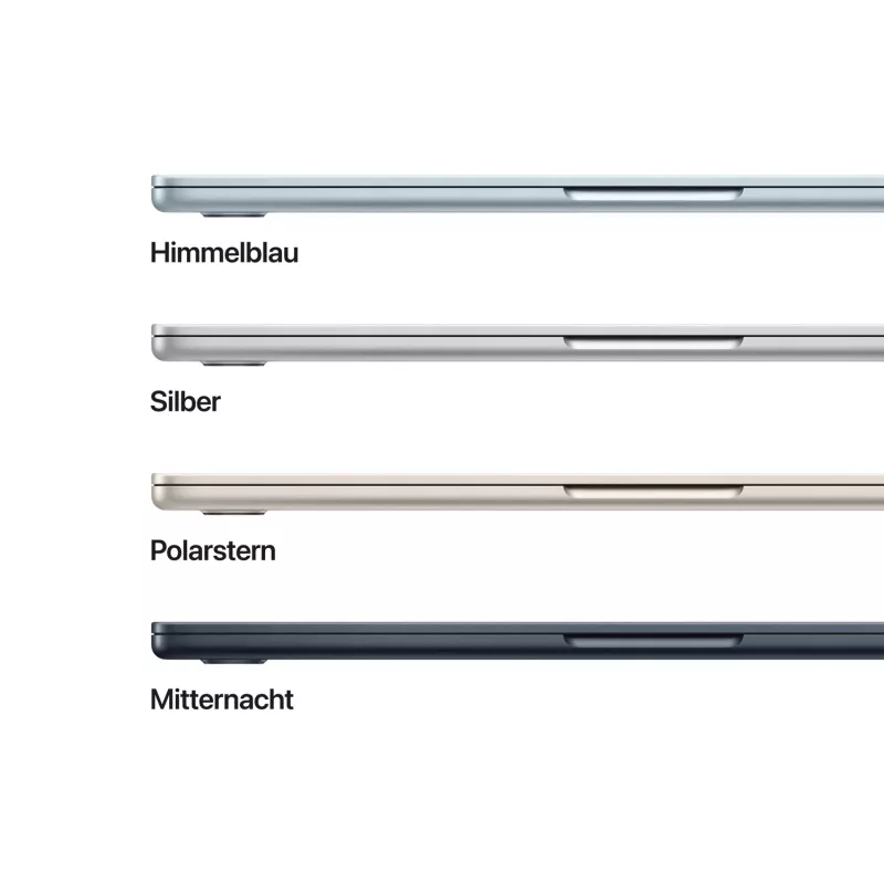 Apple MacBook Air 15 inch M5 10-rdzeniowy CPU 10-rdzeniowy GPU 24GB RAM 2TB SSD – Srebrny, niemiecka klawiatura z Touch ID, 35W dwuportowa ładowarka USB-C (CTO)