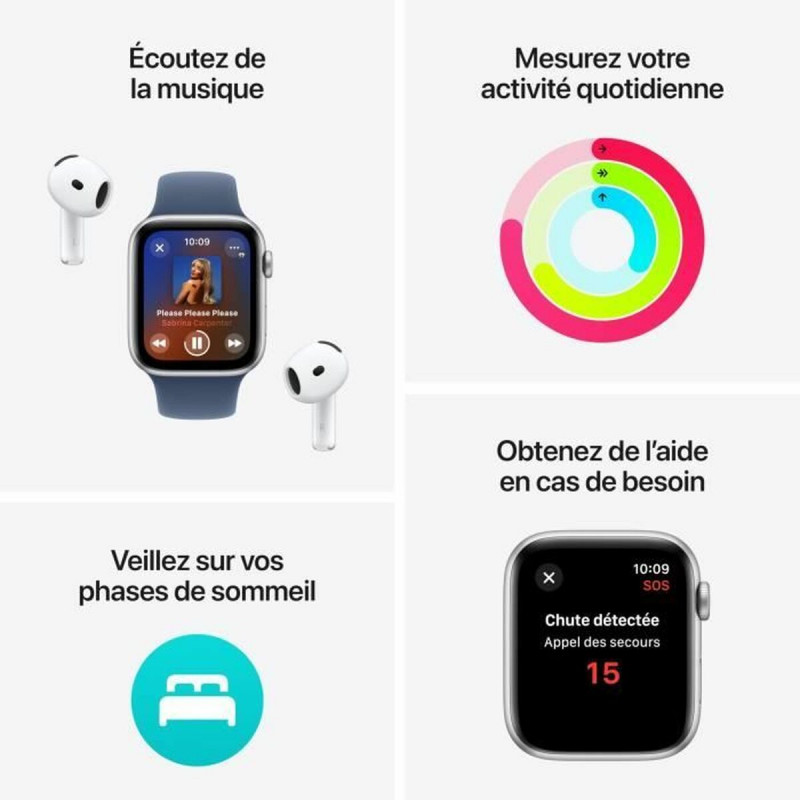 Apple Watch SE (GPS) 40 mm, koperta z aluminium w kolorze północy z paskiem sportowym w kolorze północy – S/M