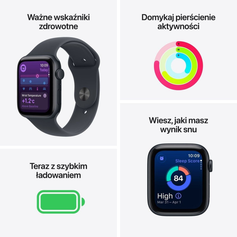Apple Watch SE 3 (2025) GPS 40mm, koperta z aluminium Starlight, pasek sportowy Starlight S/M (MEH34)