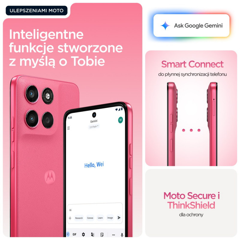 Smartfon Motorola moto g57 power 5G 12GB/256GB, 6,72 inch, 7000 mAh, Dual SIM, Android 16, różowy