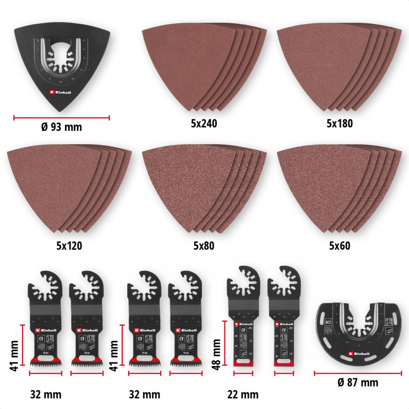 Einhell 708136 Zestaw akcesoriów do narzędzia wielofunkcyjnego, 35 elementów, w walizce XL-PLUS-CASE