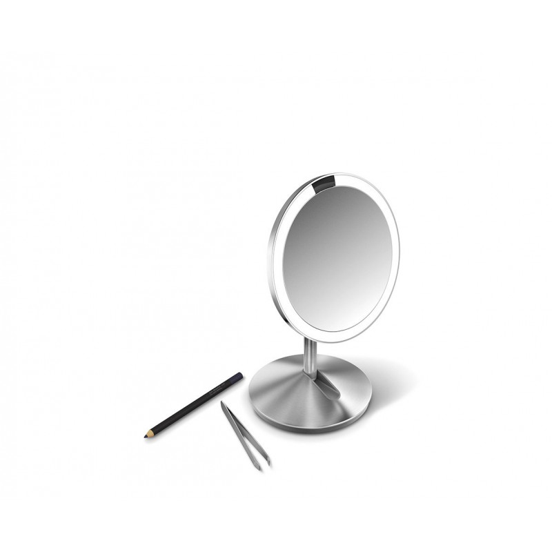 simplehuman Składane lusterko z czujnikiem, 12 cm, akumulatorowe, szczotkowana stal nierdzewna