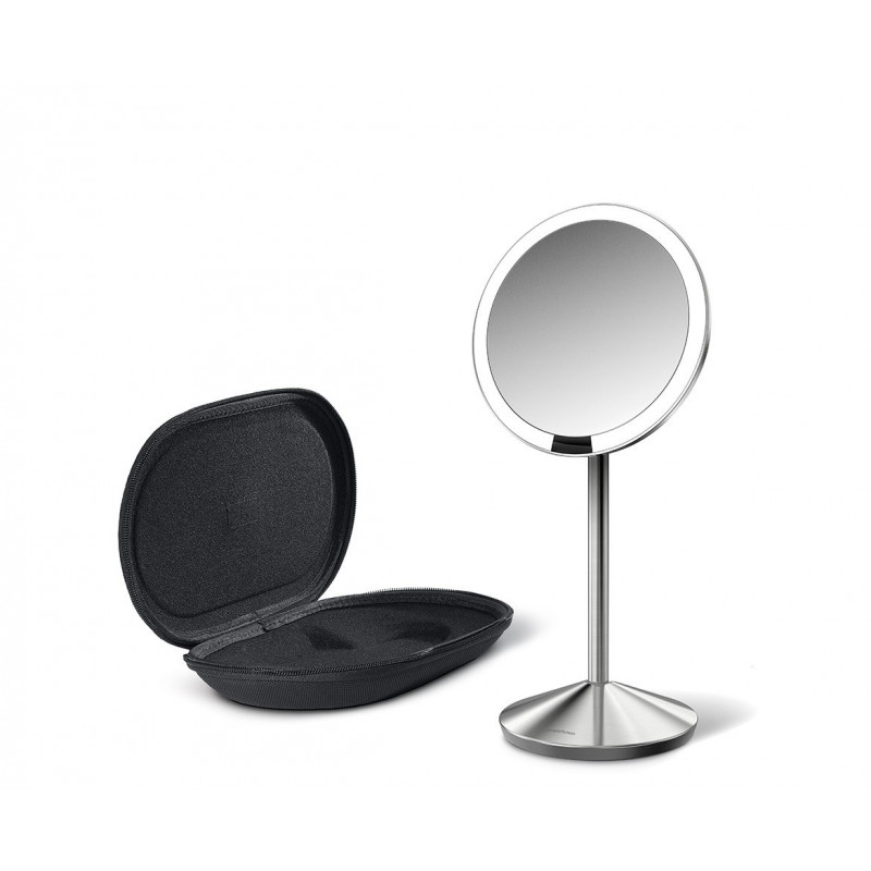 simplehuman Składane lusterko z czujnikiem, 12 cm, akumulatorowe, szczotkowana stal nierdzewna