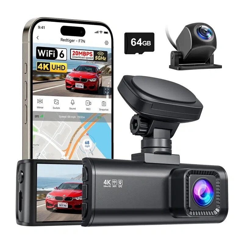 REDTIGER F7N (64G) WiFi 4K + 1080p Wideorejestrator