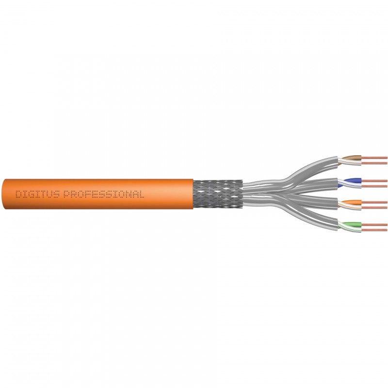 Kabel instalacyjny DIGITUS Cat7 S/FTP, B2ca, AWG 23/1, LSZH, 100 m, pomarańczowy