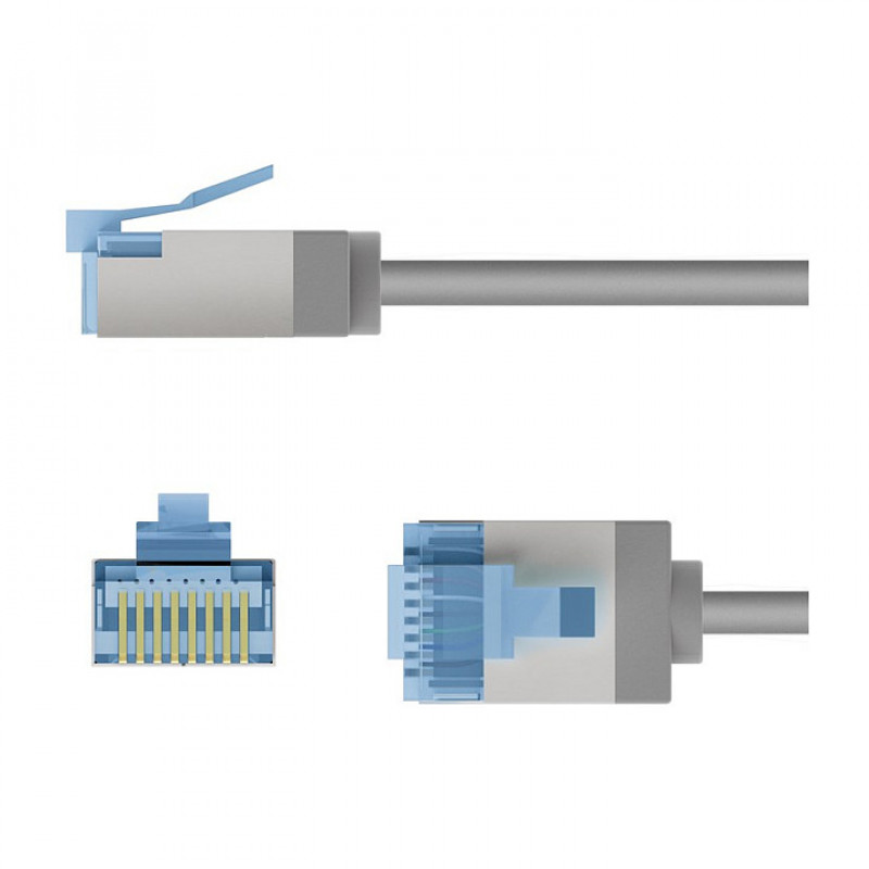 Goobay Slim Cat6a U/FTP Patch Kabel RJ45, 1 m, szary